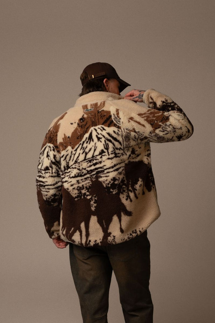 Unisex Printed Sherpa Fleece Jacket