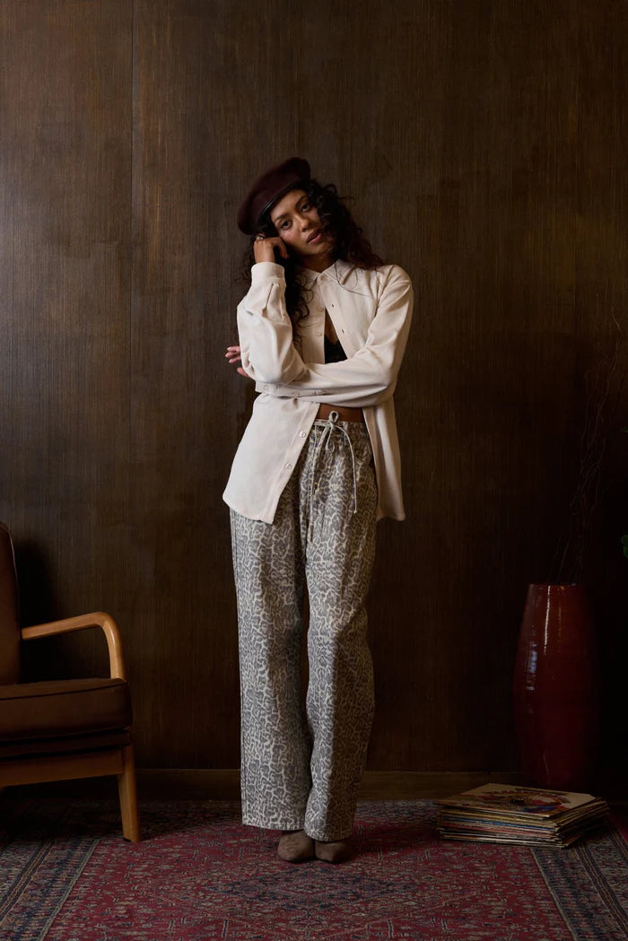 Shelly Leopard Wideleg Jean