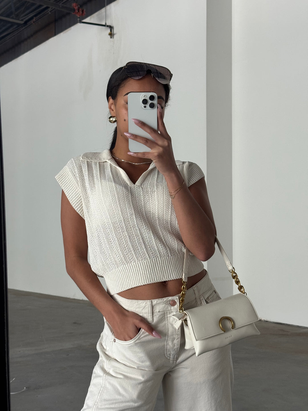 Lauden Crochet Polo Top