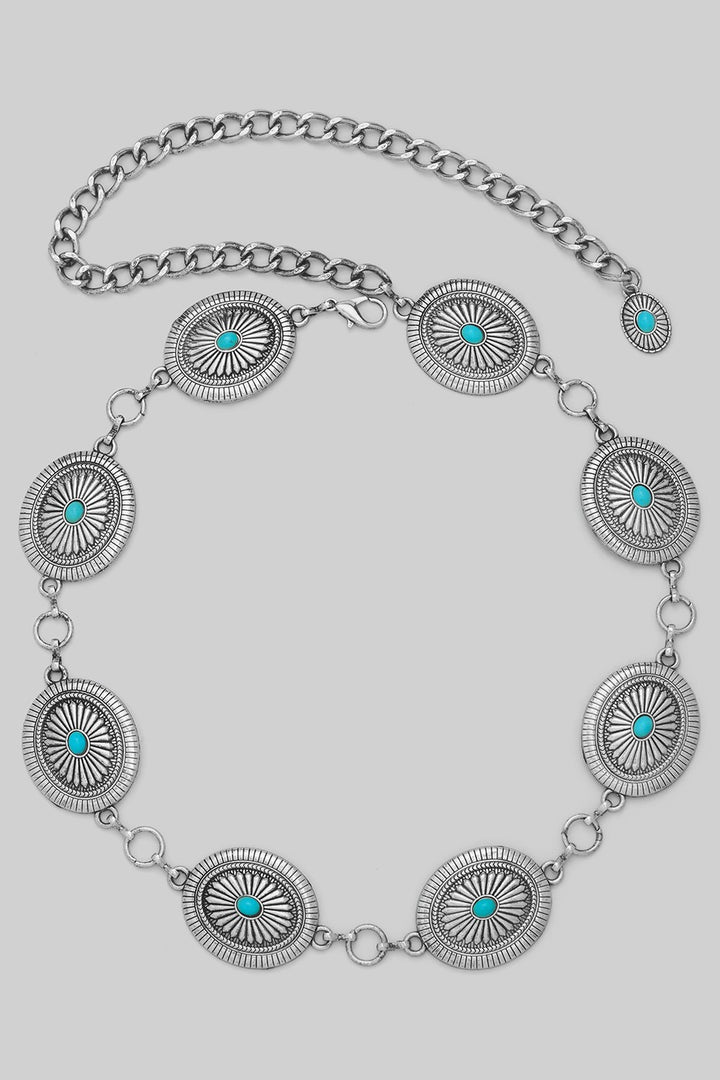 Western Chain Belt With Turquoise Stone