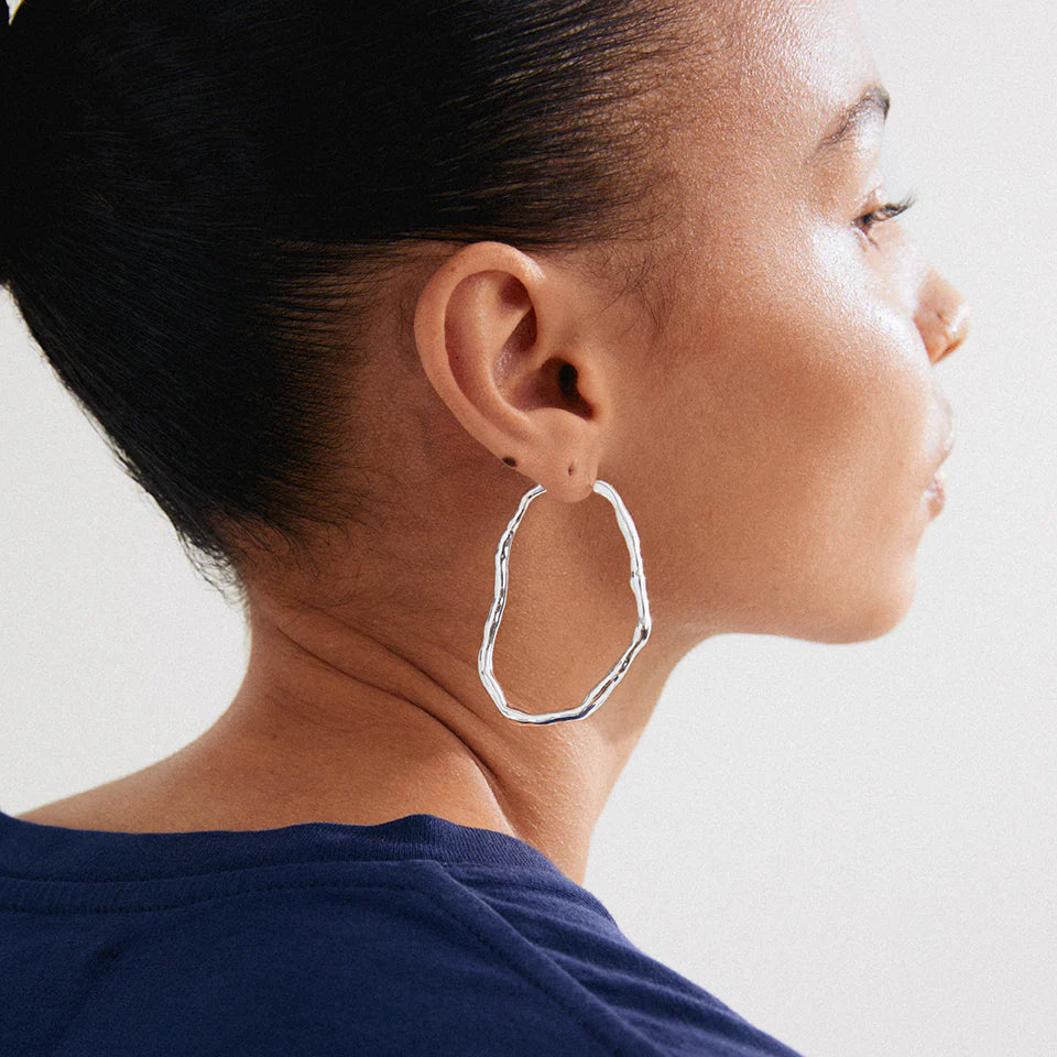 Light Recycled Large Wavy Hoops