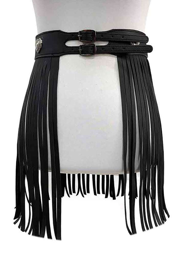Heart Double Buckle Fringe Belt