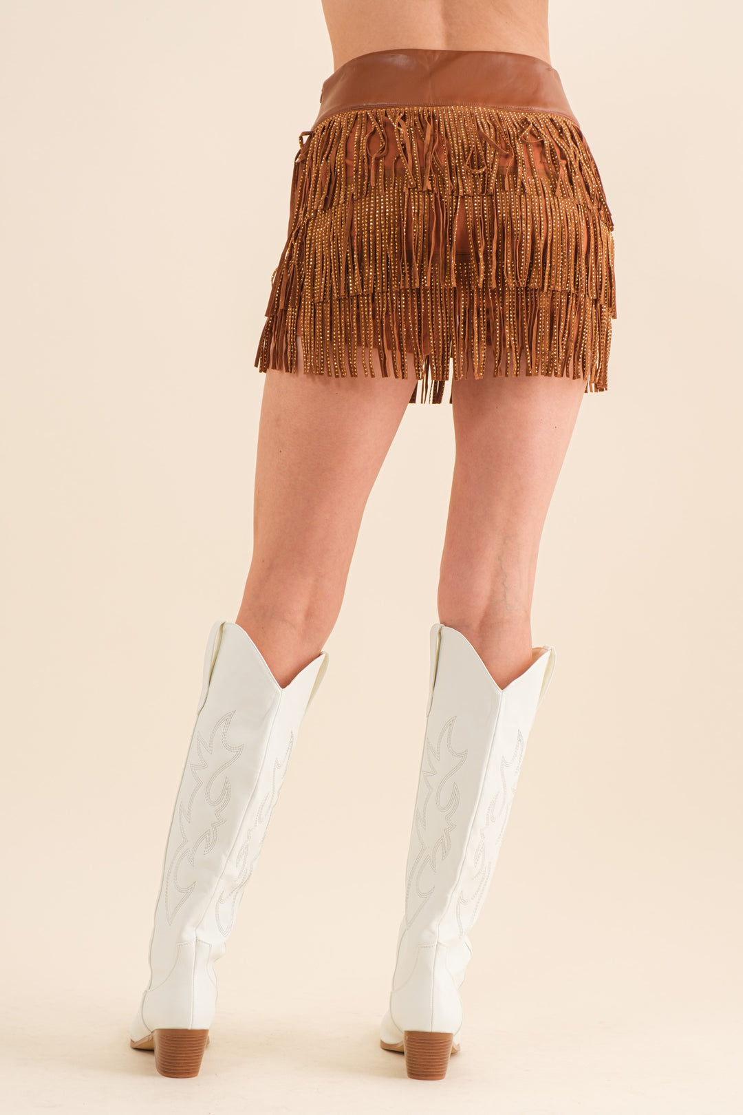 Faux Leather  Fringe Skort