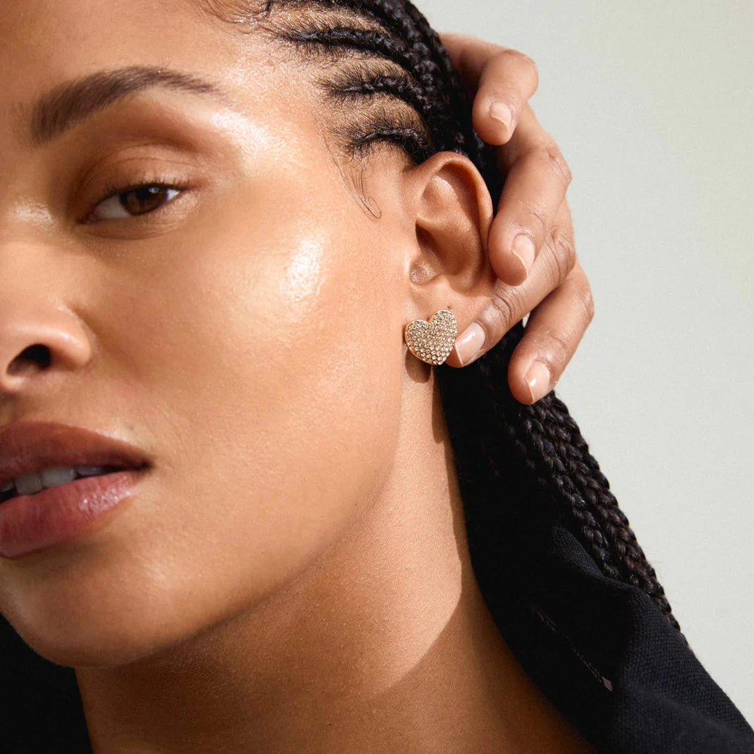 Dune Recycled Crystal Heart Stud Earrings