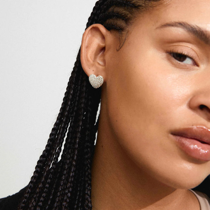 Dune Recycled Crystal Heart Stud Earrings