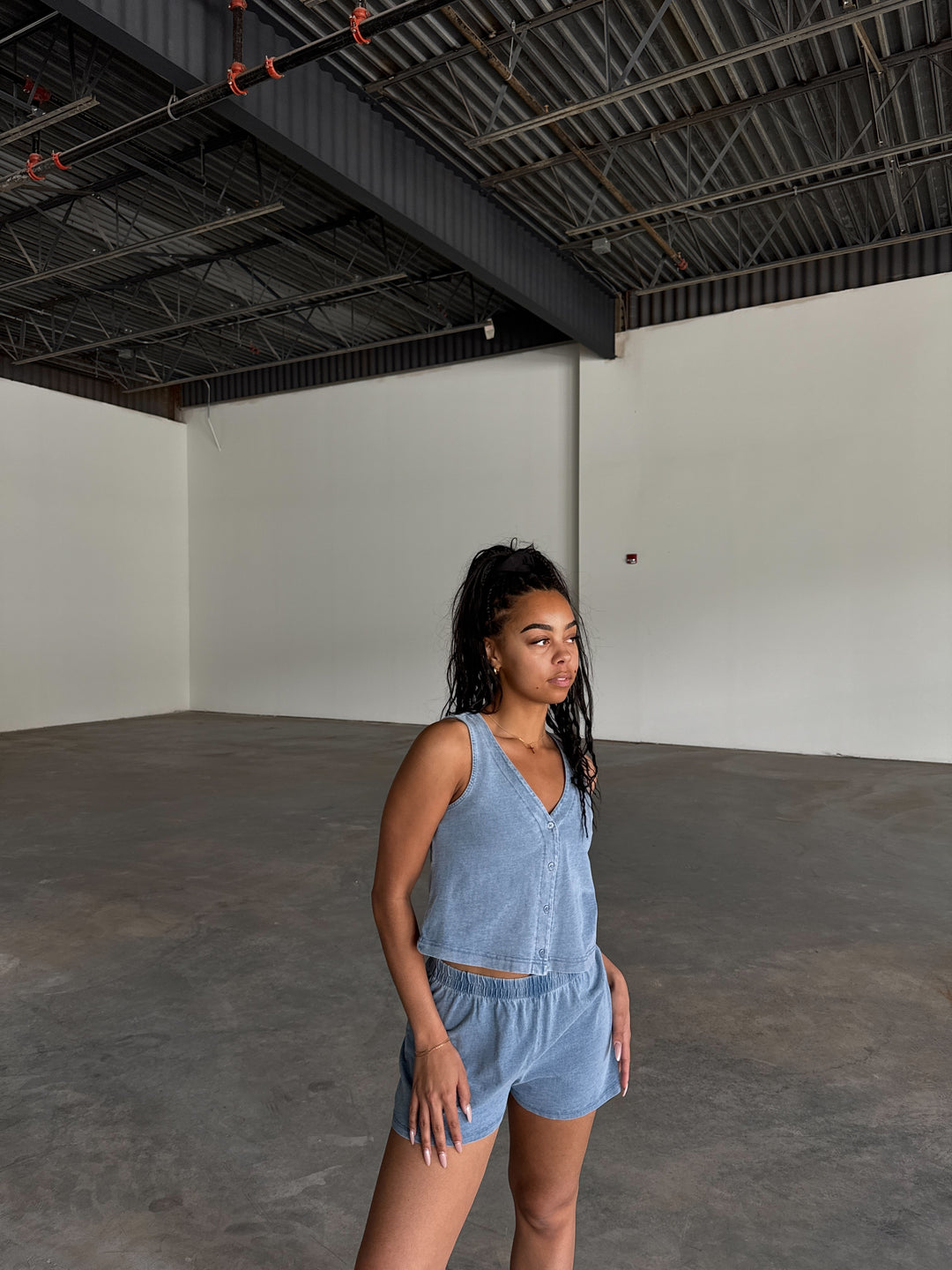 Solace V-Neck Jersey Denim Tank