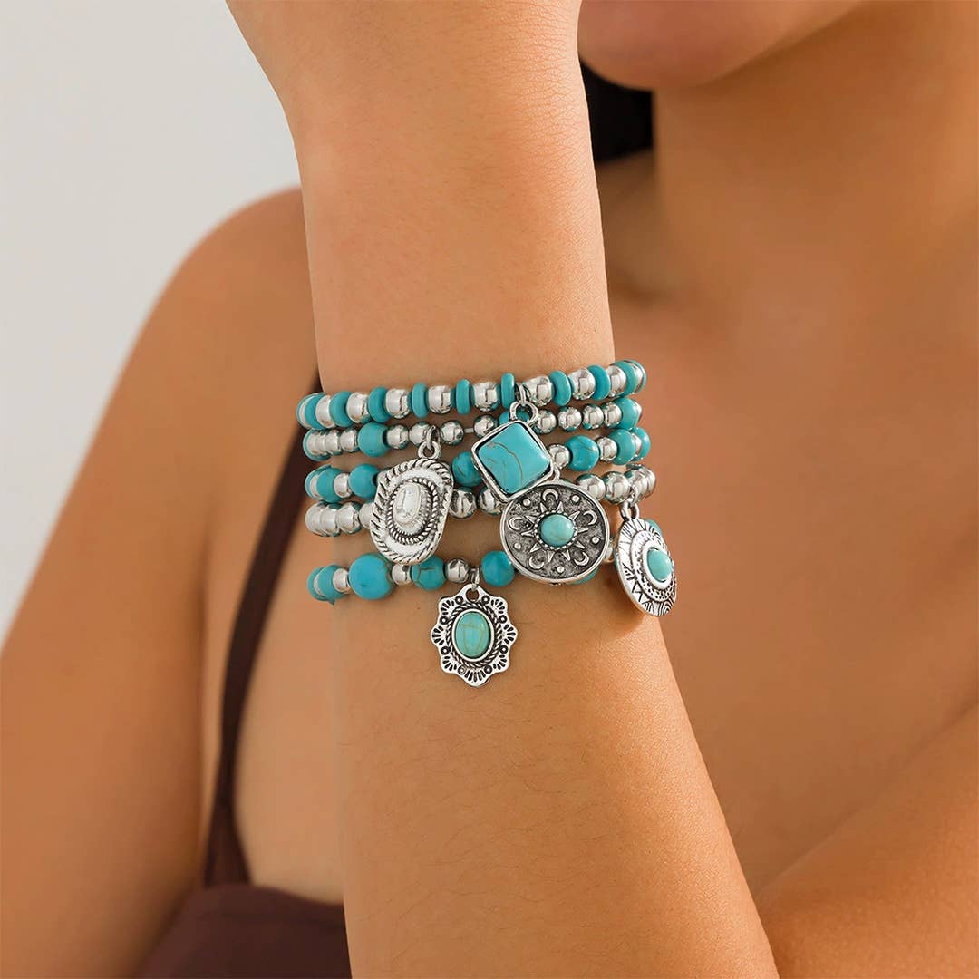 Turquoise Beaded Bracelet Set