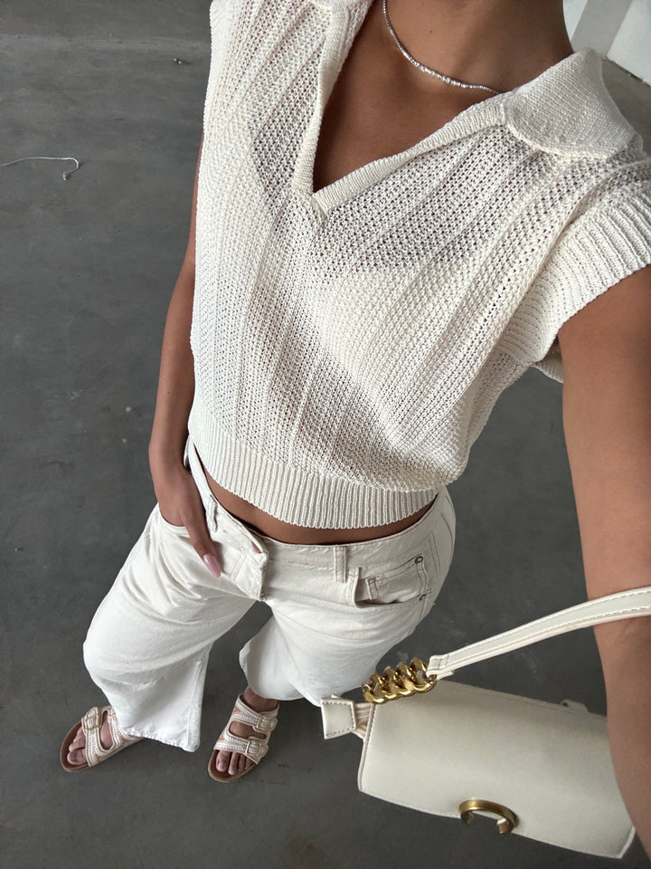 Lauden Crochet Polo Top