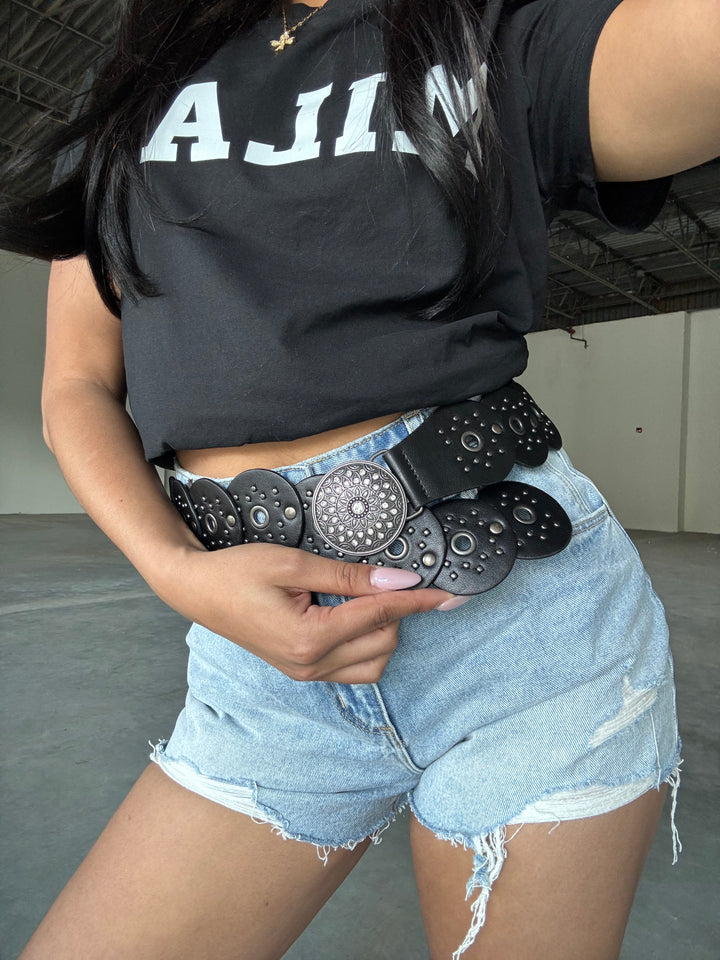 Western Studded Circle Disc Belt