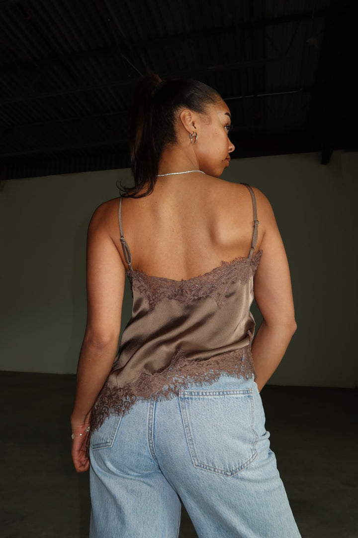 Satin Lace Asymmetrical Cami