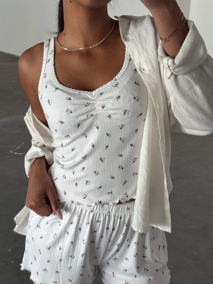 90'S Pointelle Ditsy Floral Tank