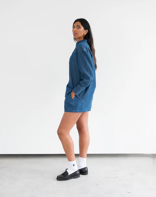 Dark Denim Button Up Shirt