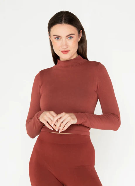 Bamboo Cropped Mock Neck