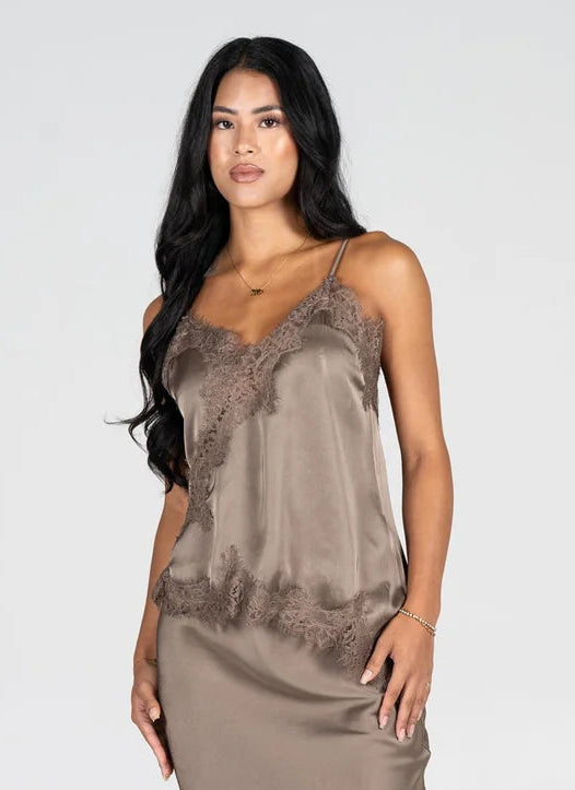 Satin Lace Asymmetrical Cami