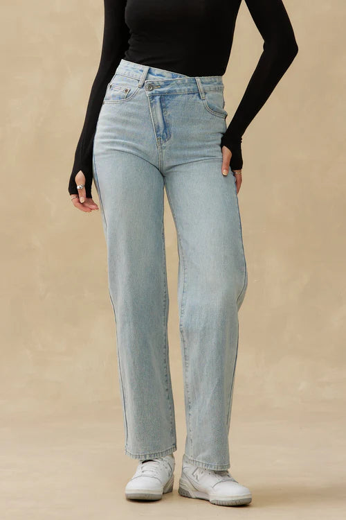 Asymmetric Crisscross Denim