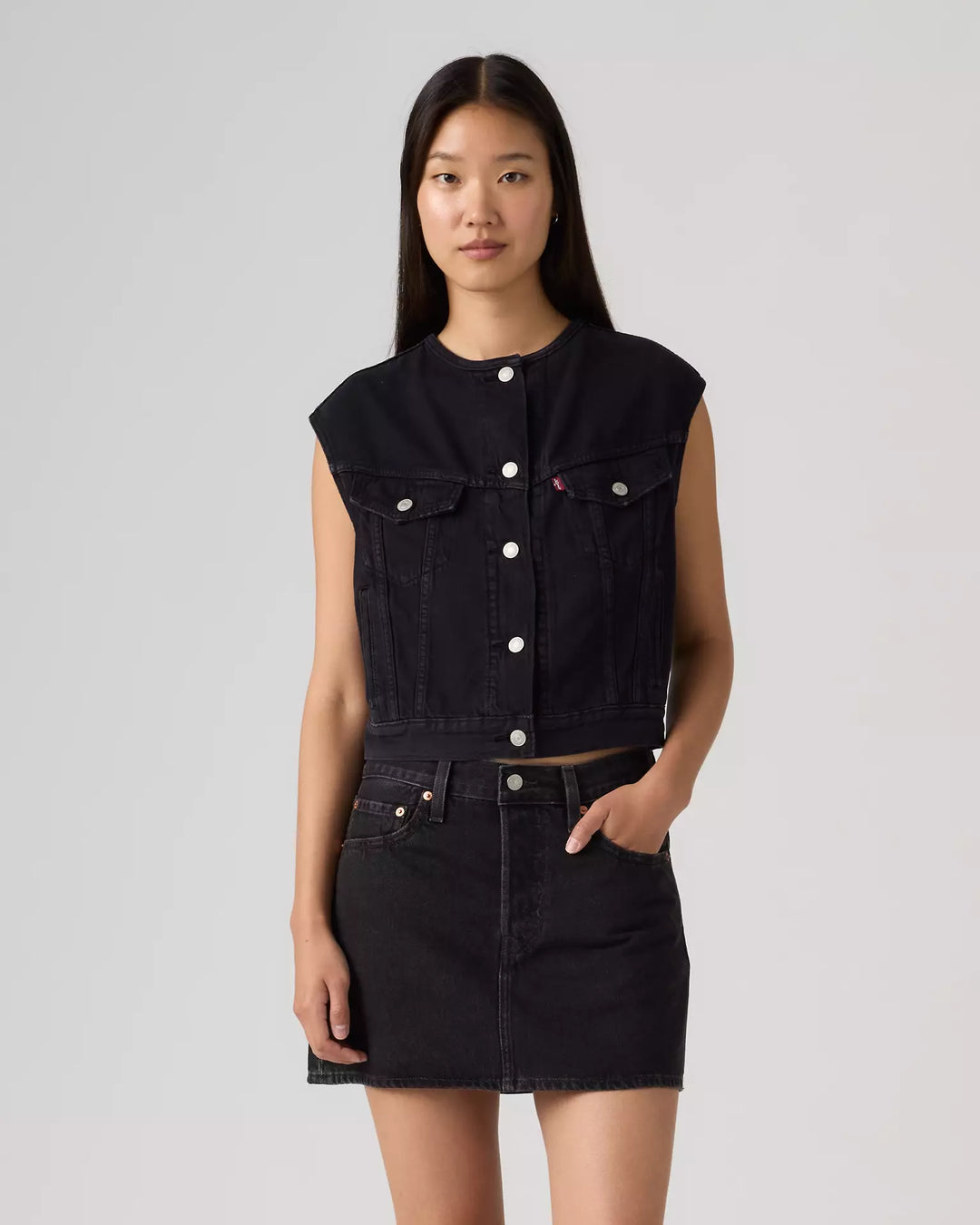 Collarless Shrunken 90s Vest