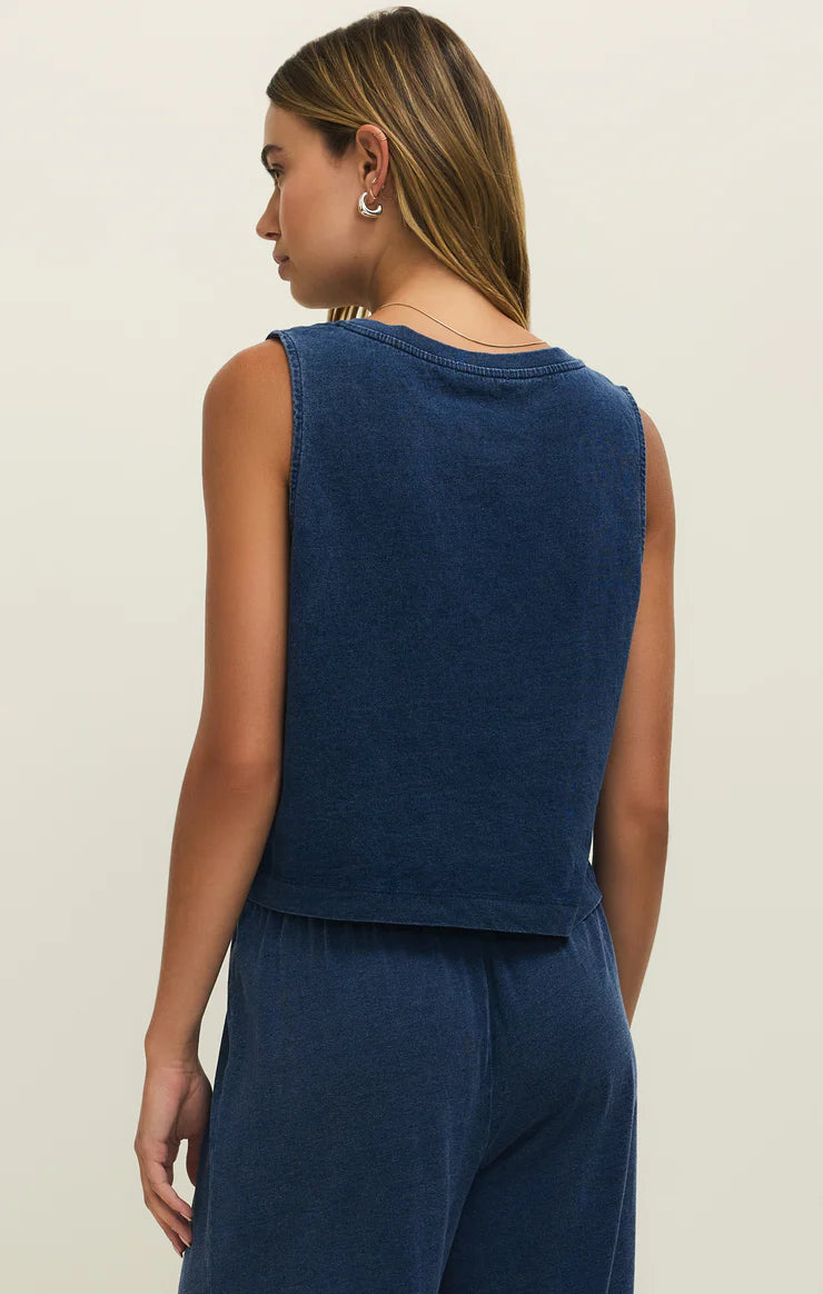 Sloane V-Neck Jersey Denim Top