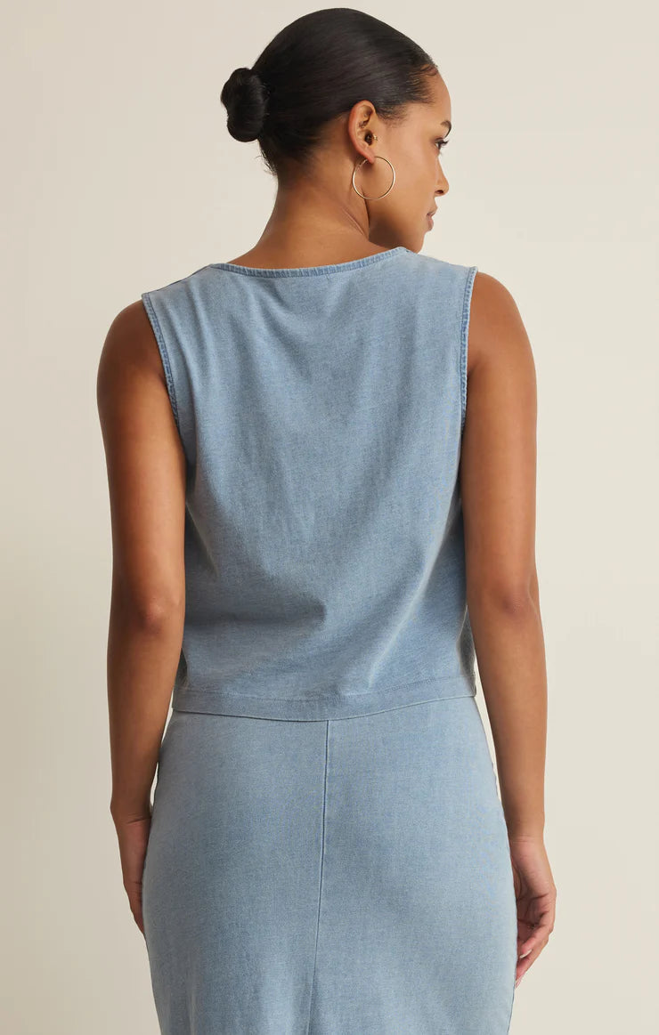 Noelle Jersey Denim Sleeveless Tank