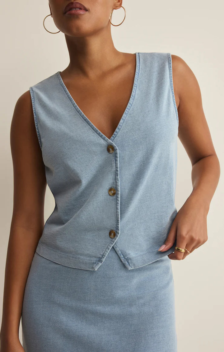 Noelle Jersey Denim Sleeveless Tank