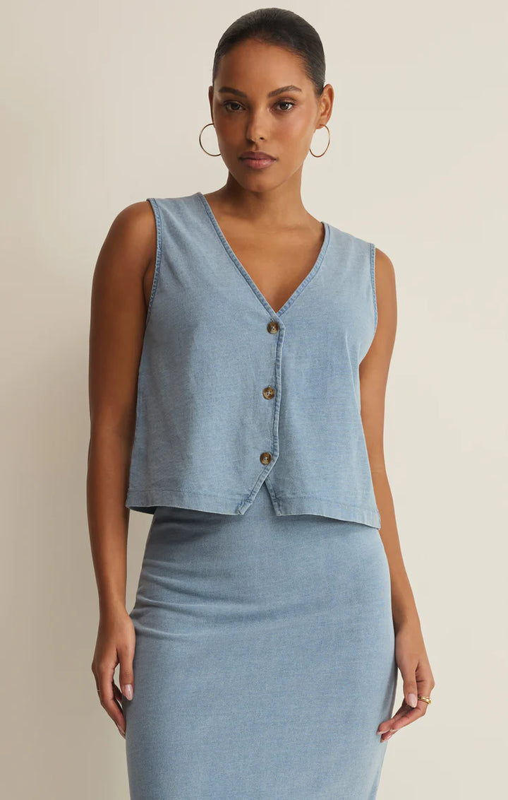 Noelle Jersey Denim Sleeveless Tank
