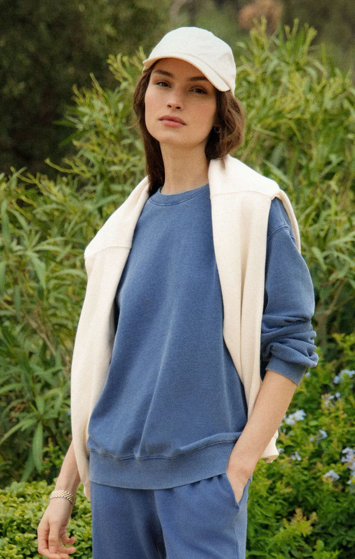 Boyfriend Knit Denim Sweatshirt