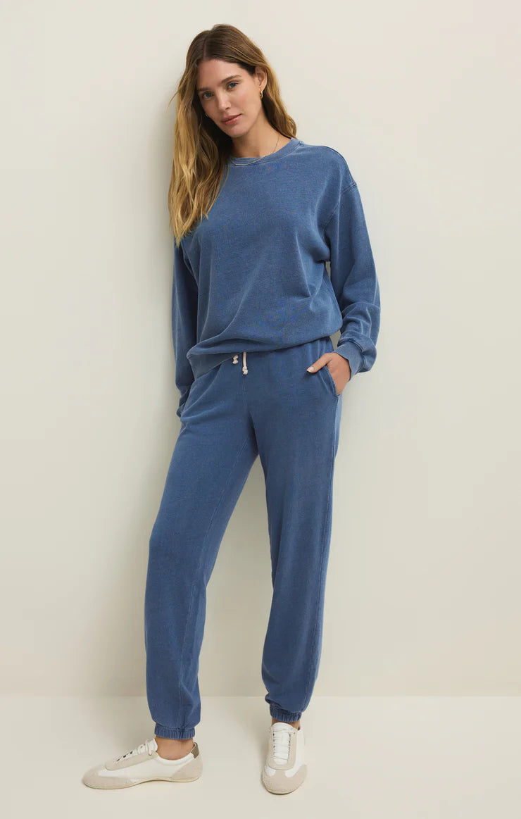 Boyfriend Knit Denim Sweatshirt