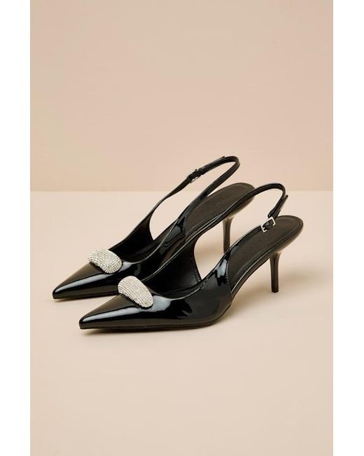 Lonan Patent Rhinestone Slingback Heel
