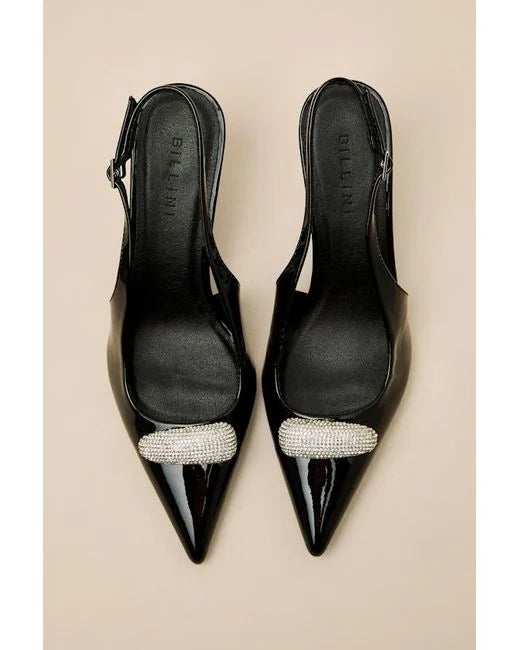 Lonan Patent Rhinestone Slingback Heel
