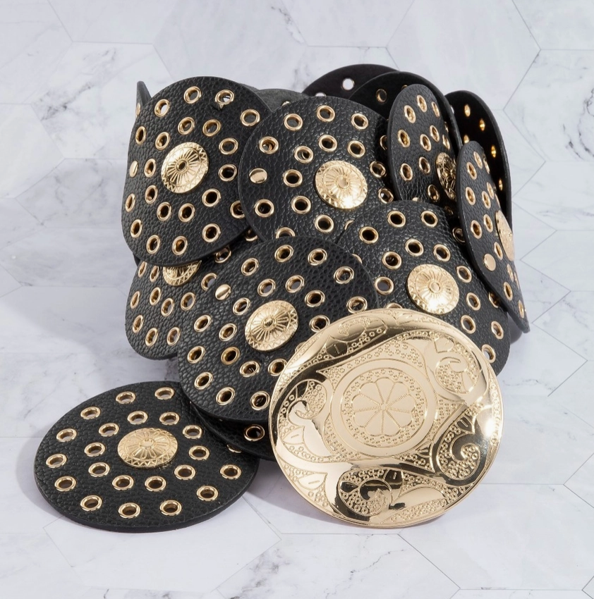 Vegan Leather Grommet Disc Belt