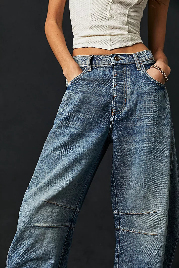 Good Luck Mid-Rise Barrel Jeans