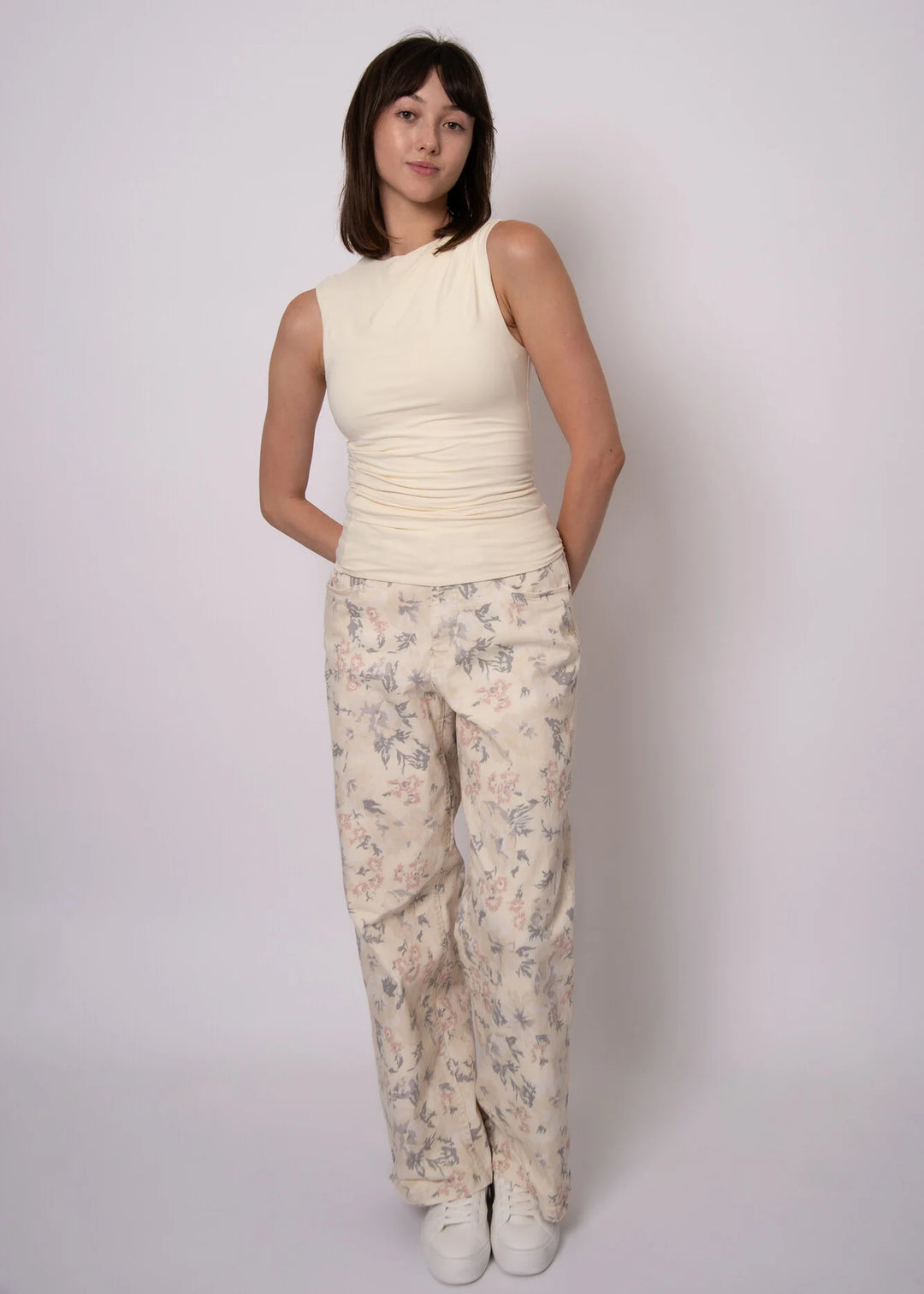 Ruri Cotton Sleeveless Draped Top