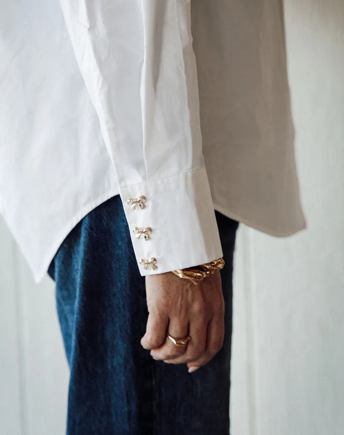 Poplin Bow Button Up Shirt