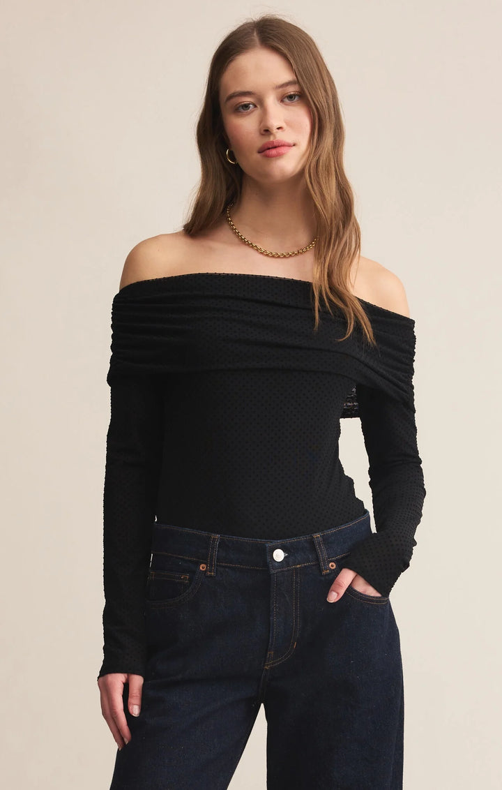 Whimsy Off The Shoulder Mesh Top