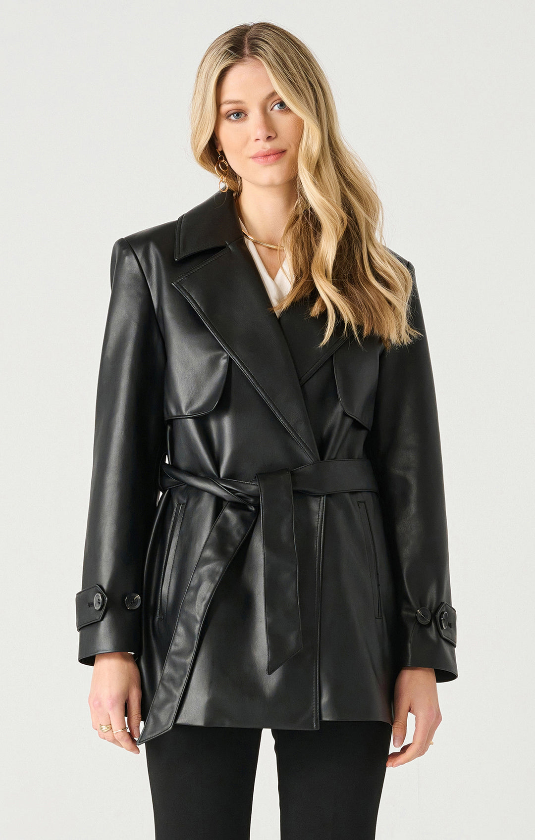 Meredith Faux Leather Trench