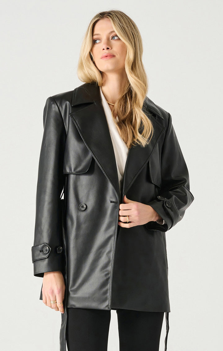 Meredith Faux Leather Trench