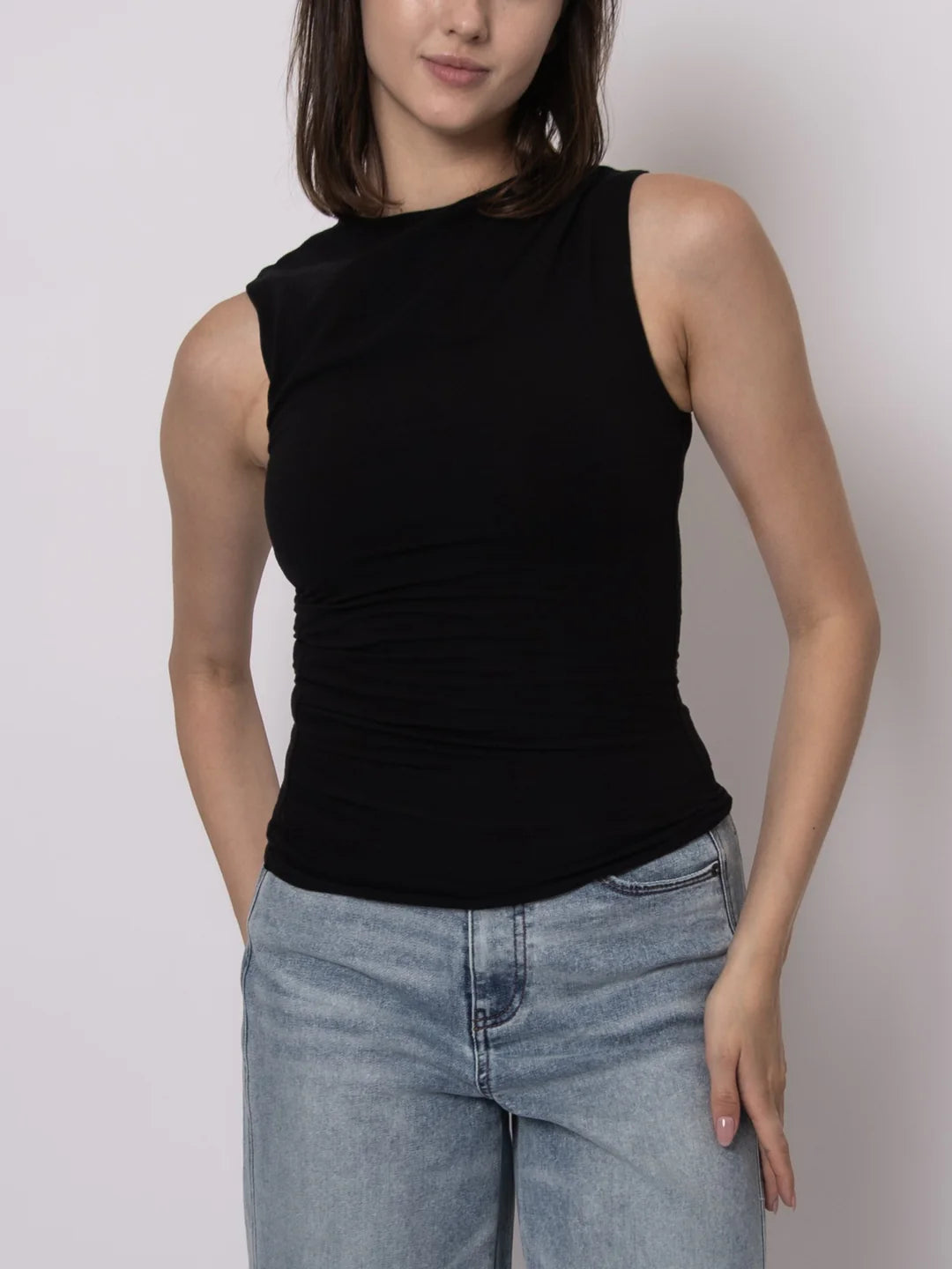 Ruri Cotton Sleeveless Draped Top