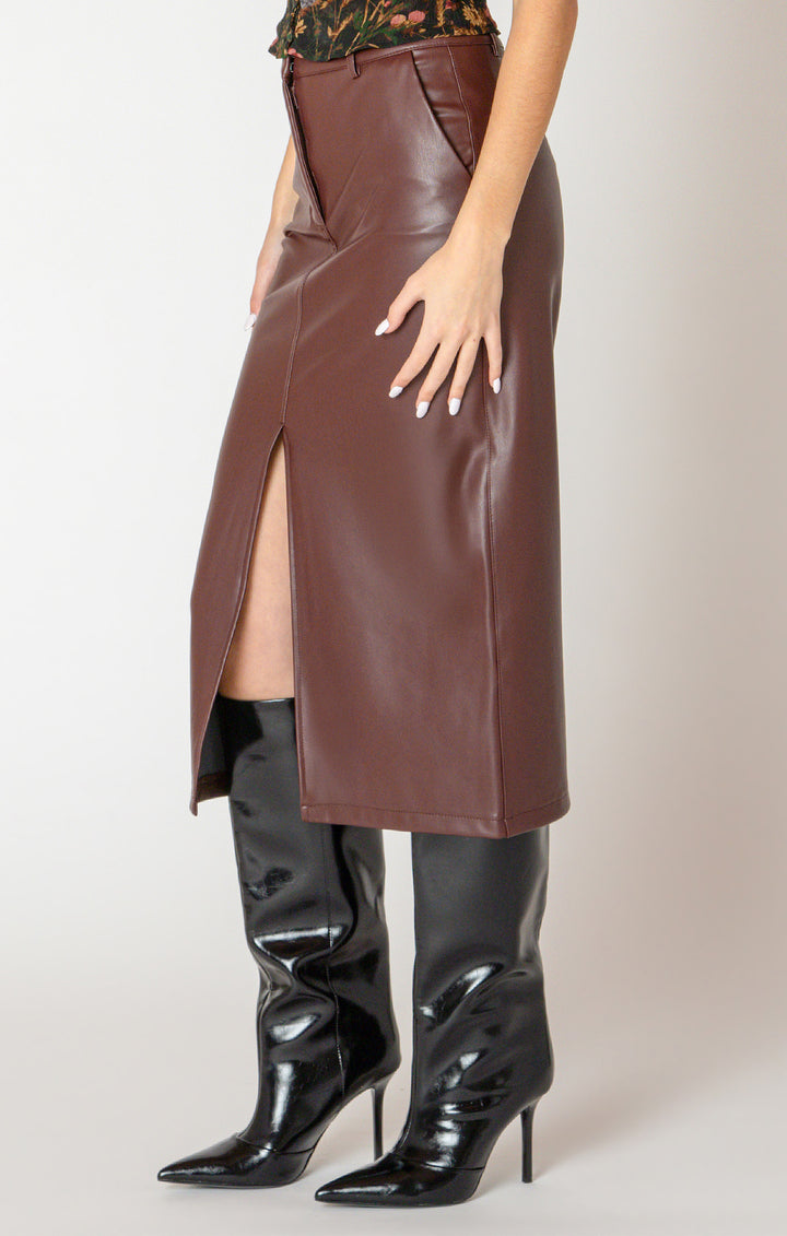 Alexandra Faux Leather Midi Skirt