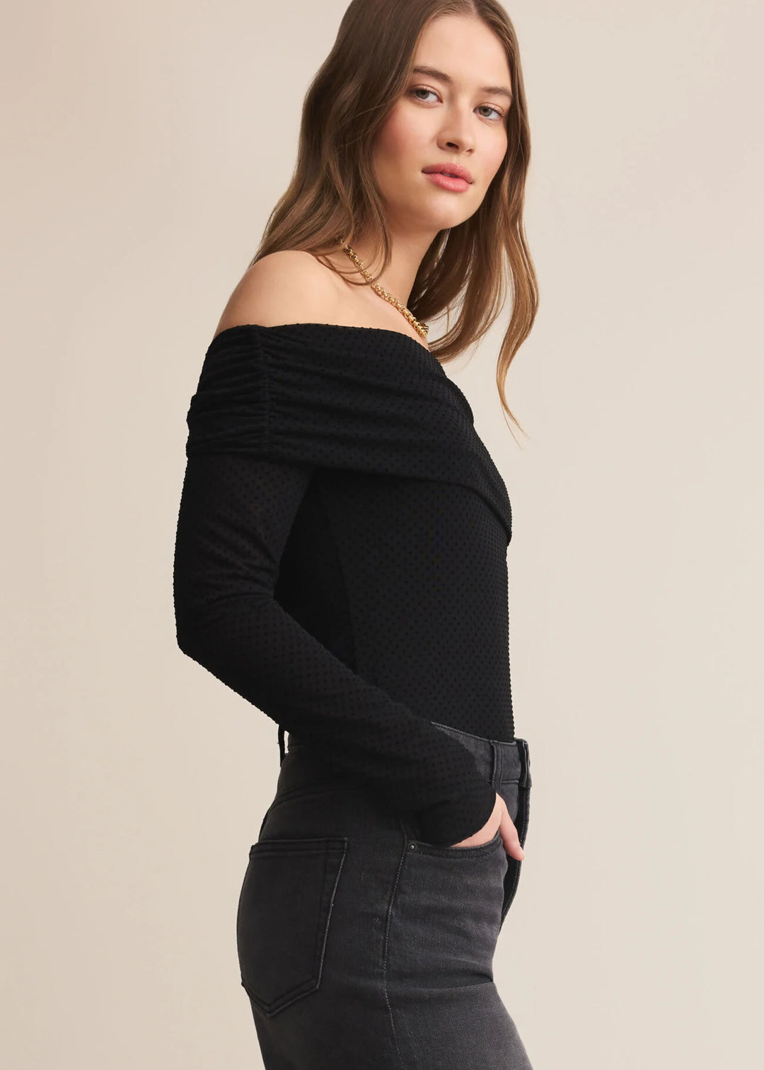 Whimsy Off The Shoulder Mesh Top