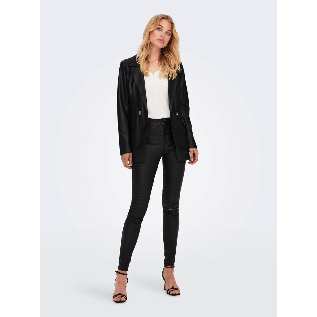 Papaya Faux Leather Blazer