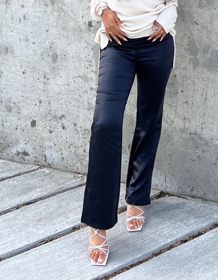 Mayra Flared Slit Satin Pant