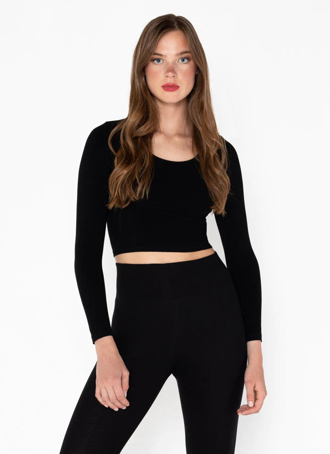 Bamboo Long Sleeve Scoop Neck Crop