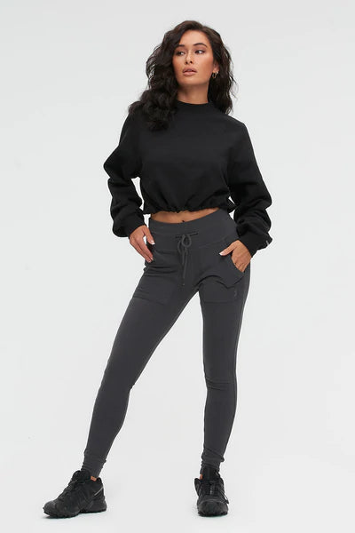 Pull Cord Mock Neck Sweatshirt